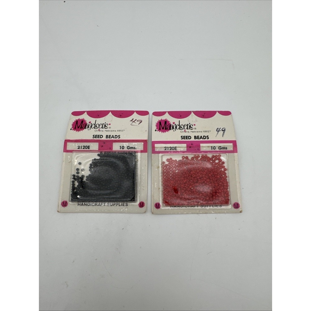 Vintage Mangelsen's Red & Black Seed Beads 2120 E NIP